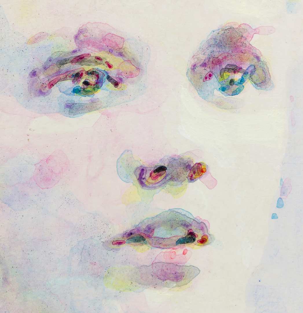 'Ethereal Tenacity', 15x21cm, fluid acrylic paint on prepared synthetic fabric.