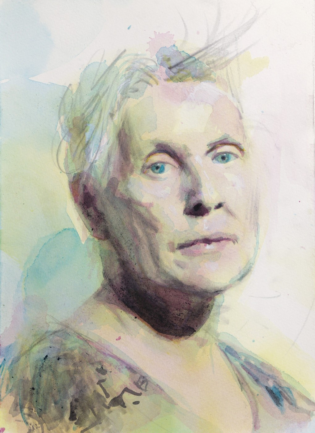 “Lotte” Portrait painting: 21 x 30 cm, drawing & acrylic © Kenneth Pils