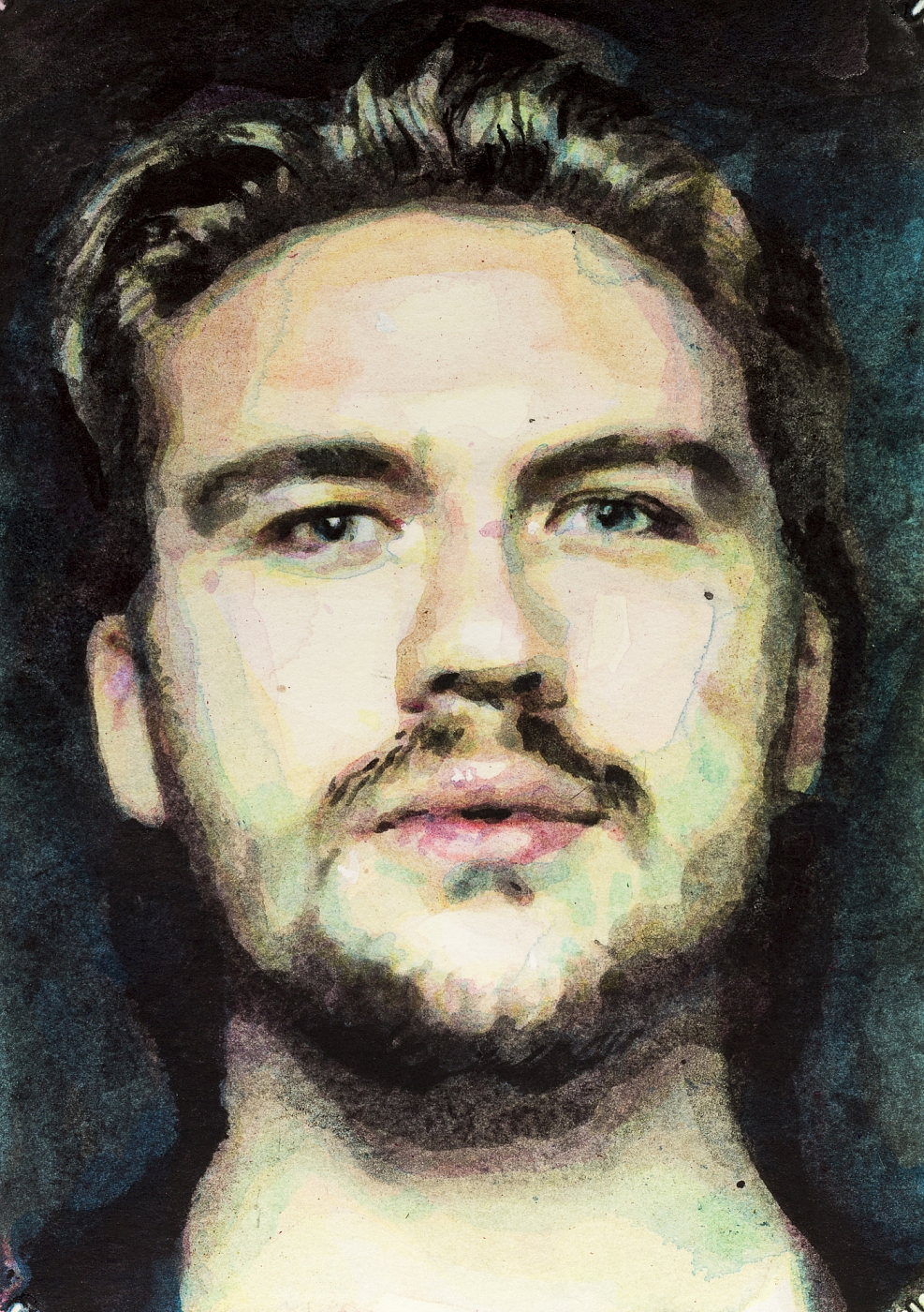 Portrait painting: 15x21 cm, aquarelle and acrylic