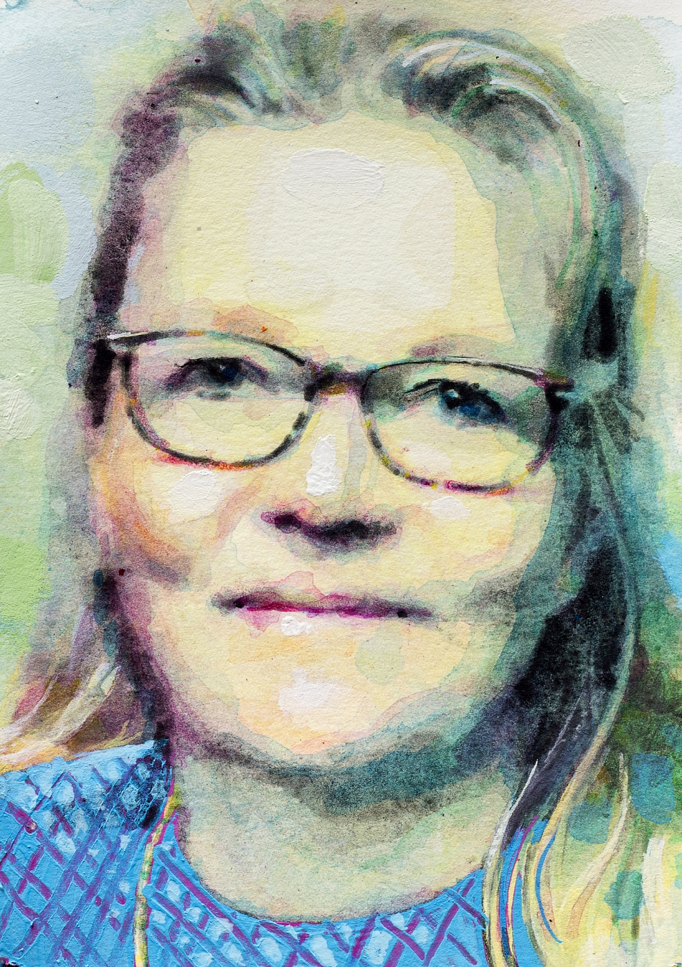 “Ulrika” Portrait painting: 15x21cm, aquarelle & acrylic on paper