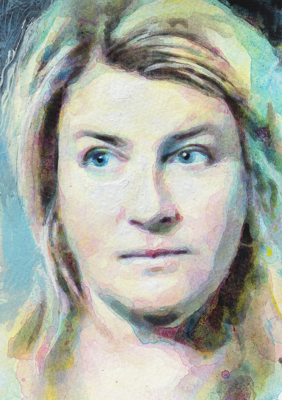 “Martina” Portrait painting: 15x21cm, watercolor/acrylic on paper. © Kenneth Pils