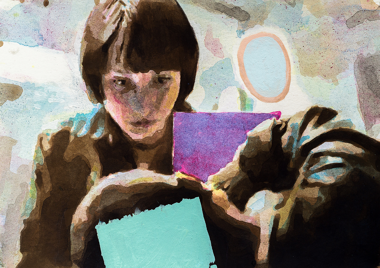 "Us As Here" random painting, 21x15cm, acrylic &  watercolor on paper