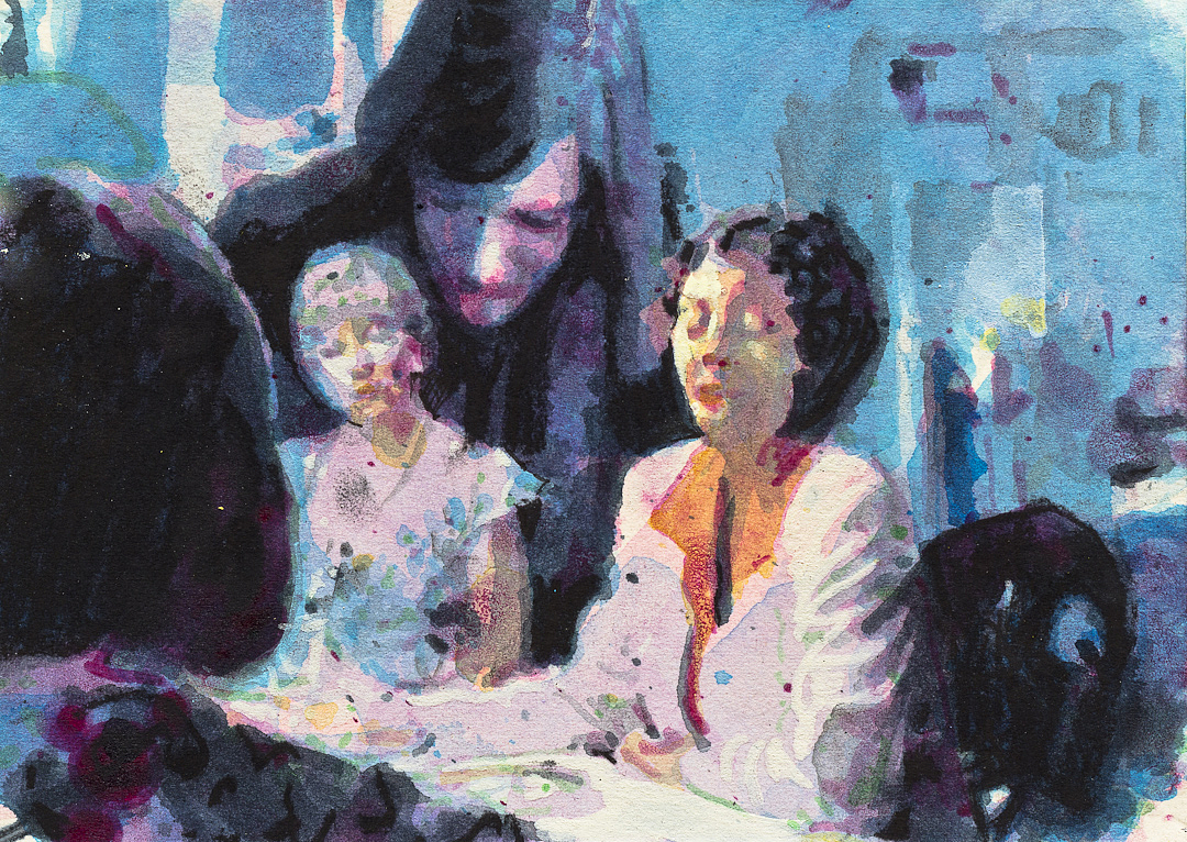 'Silence', from the series 'Diaries', aquarelle & acrylic painting on paper, 21x15cm, ©Kenneth Pils