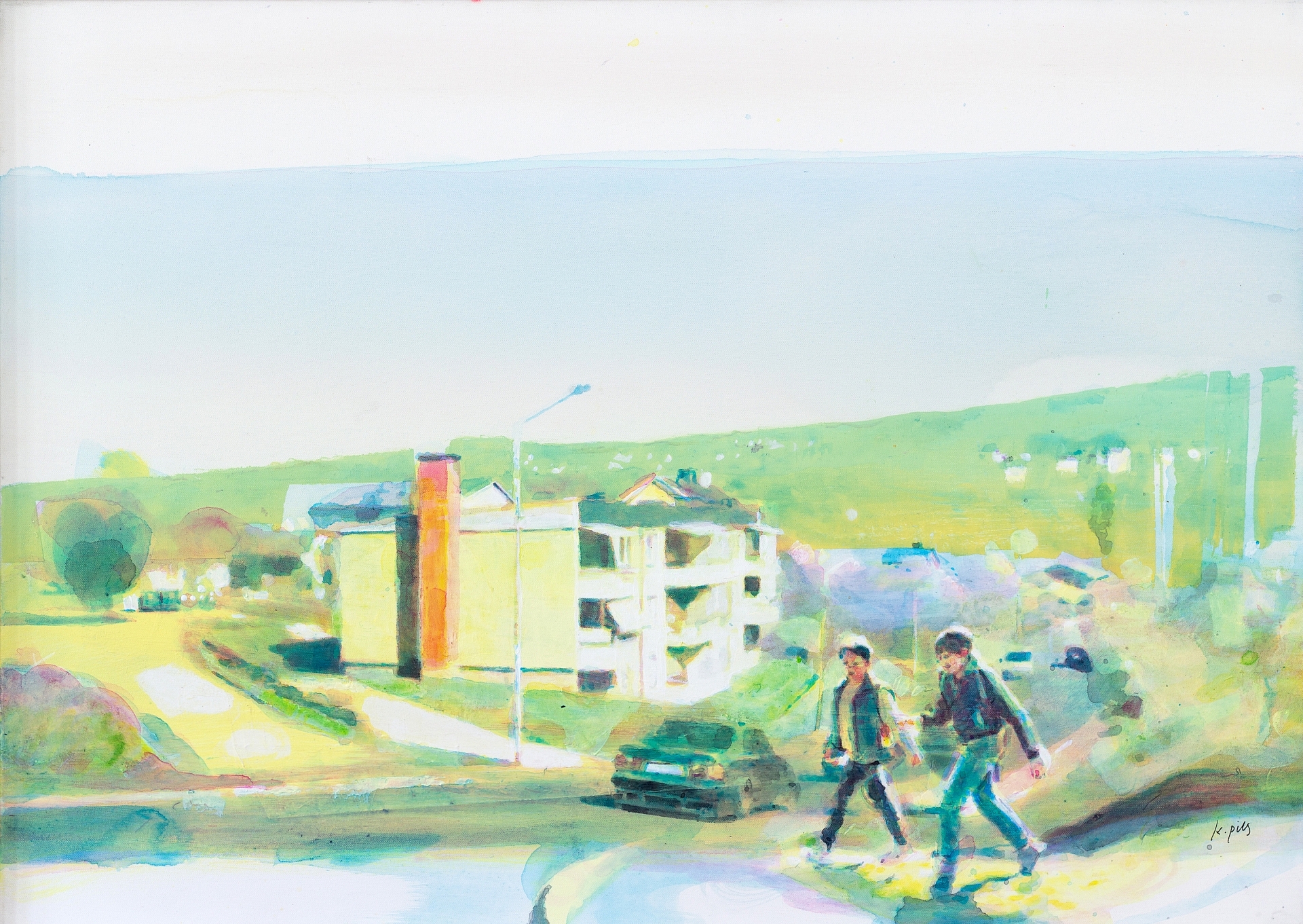 Huskvarna (Ravingatan), Acrylic on canvas