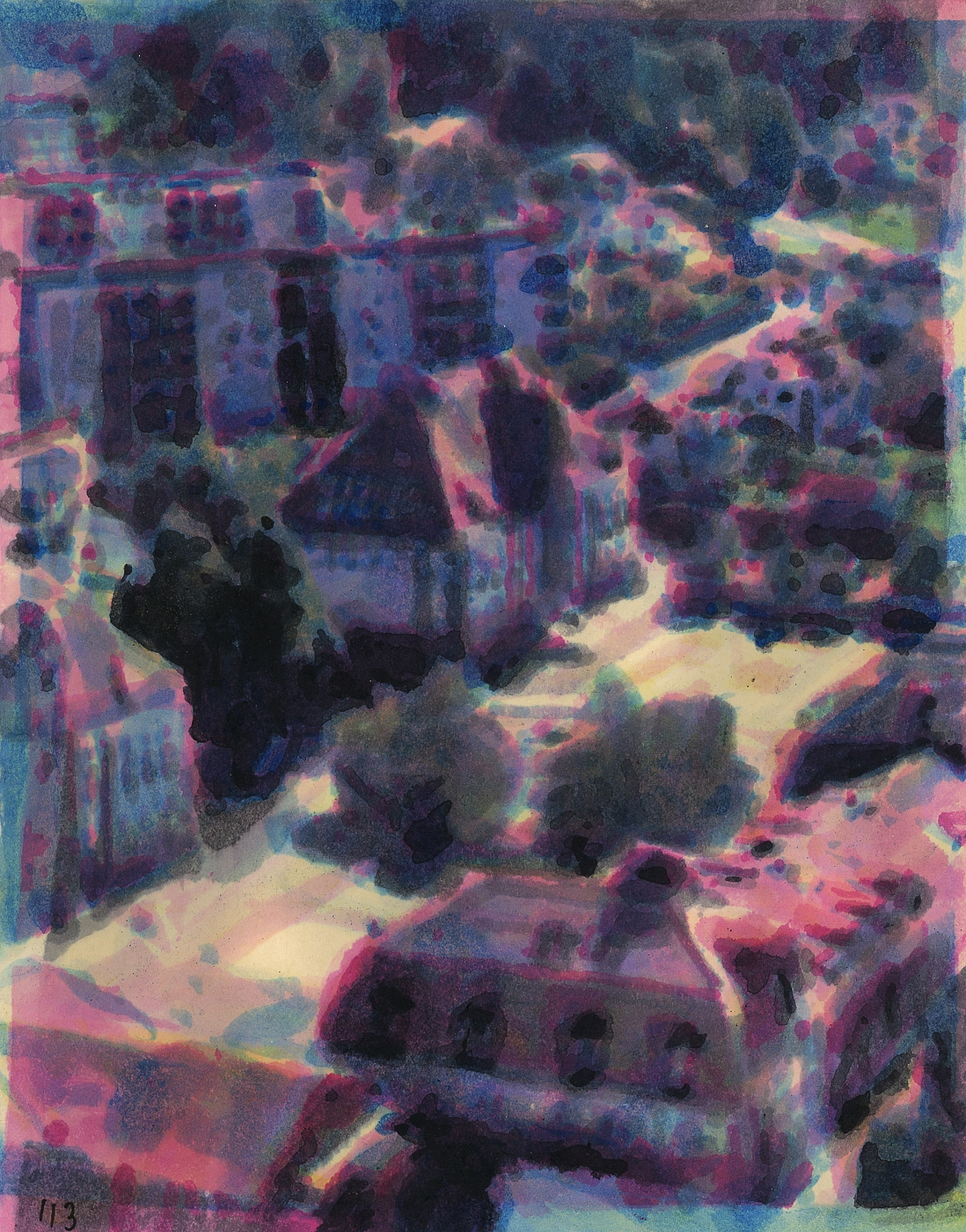 2021-day 113. (Södergårdsskolan), acrylic & watercolor on paper.