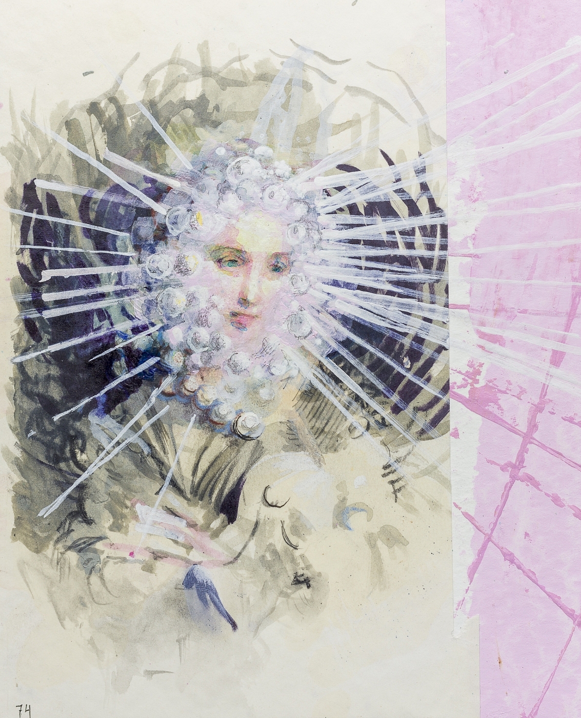 Vision Splendid paper collage, pen, acrylic and watercolor, 17x21 cm 2023, day 74