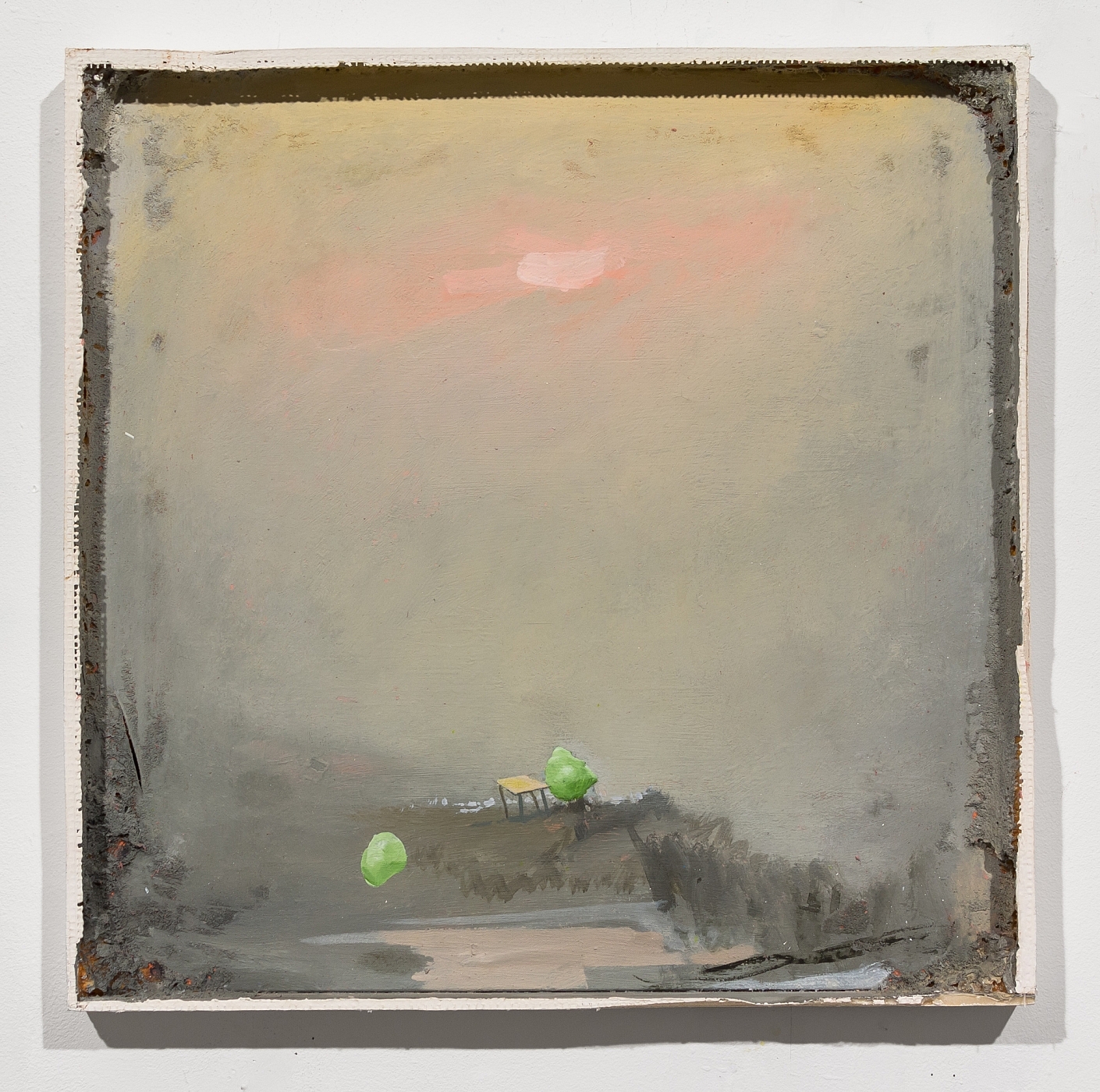 Arcadia in fog, 40x40 cm, mixes media