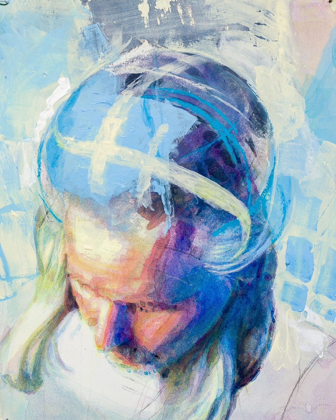 Gemeinsinn, akryl, akvarell på papper. 21 x 26 cm