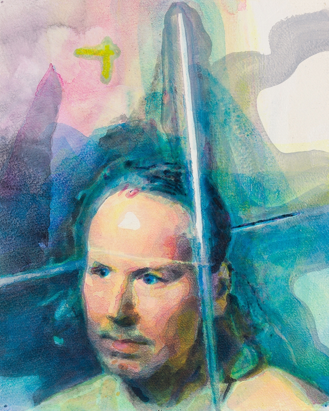 Being in The World, akryl, akvarell på papper. 21 x 26 cm