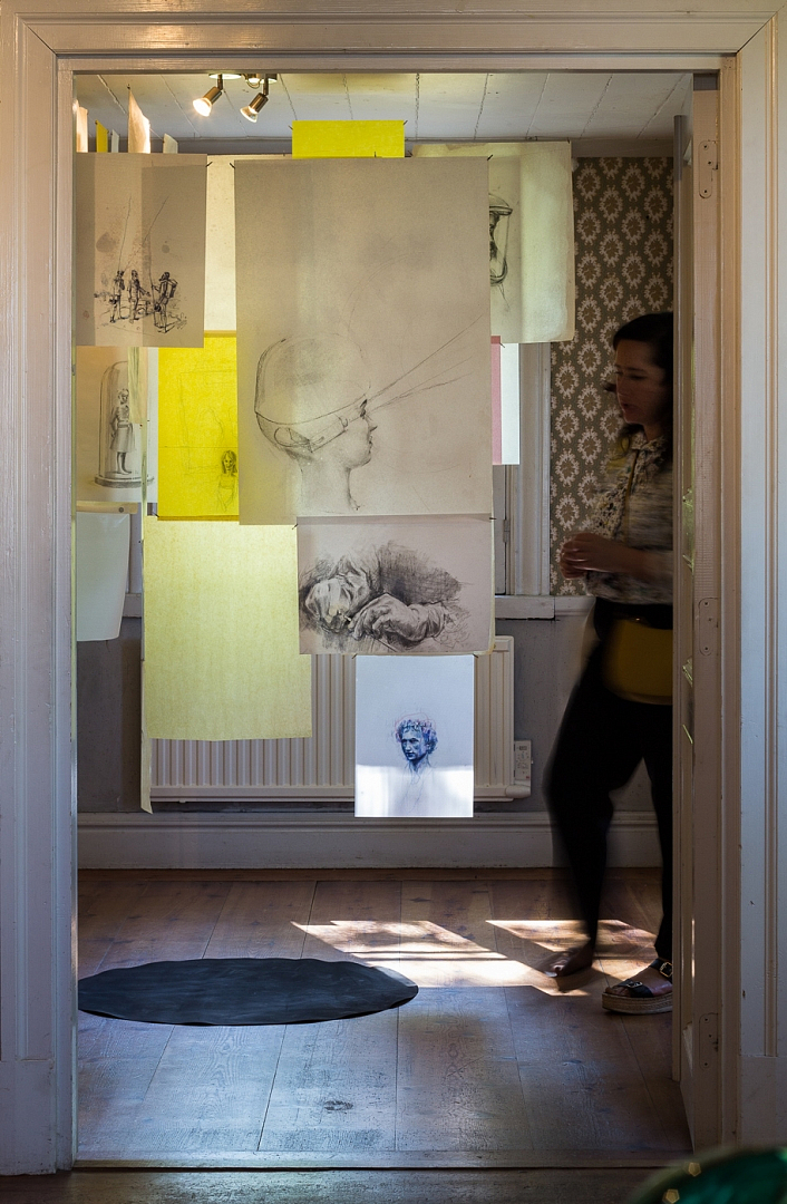 Liminal, drawing installation, Exhibition view" Slipvillan, Stockholm, Kenneth Pils