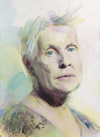 “Lotte” Portrait painting: 21 x 30 cm, drawing & acrylic © Kenneth Pils