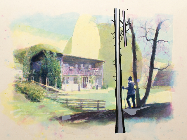 (detail) "My Father And The House" (Berghagavägen) 180x135 cm, acrylic painting on nature cotton