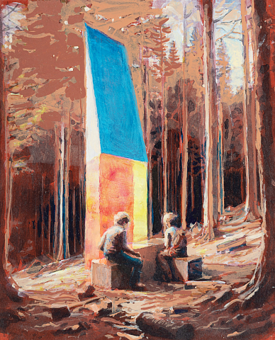 Öppning, akryl, akvarell på bomulsspapper