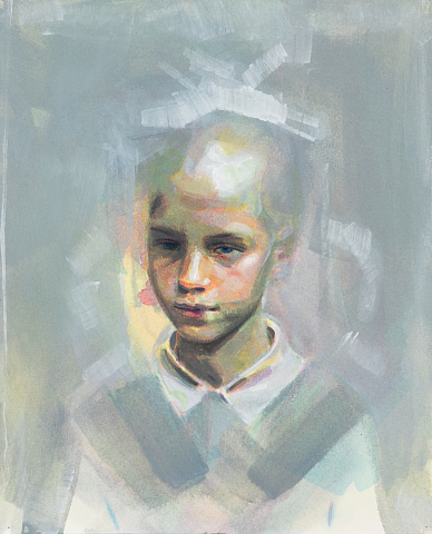 Barnets blick, akryl och akvarell på bomullspapper