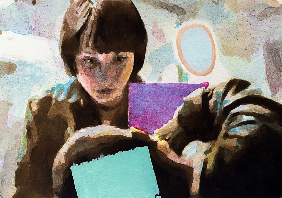 "Us As Here" random painting, 21x15cm, acrylic &  watercolor on paper