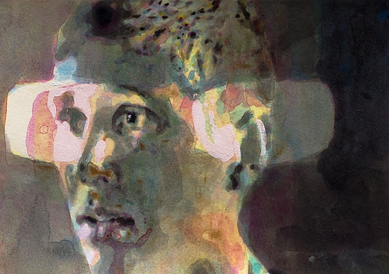 'Unfilter' (Everton's John Stones), part of the series "Diaries" Daily Painting , aquarelle/acrylic on paper, 21x15cm, ©Kenneth Pils