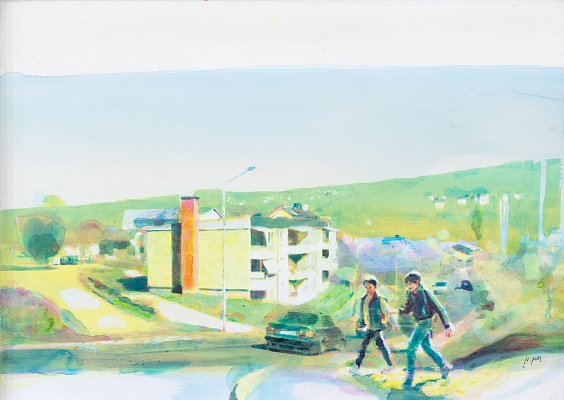 Huskvarna (Ravingatan), Acrylic on canvas