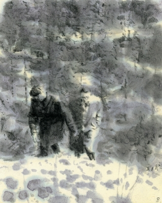 Daily drawing, 17x21cm, watercolor & graphite pen on rice paper.