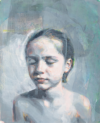 I en annan värld, akryl och akvarell på bomullspapper