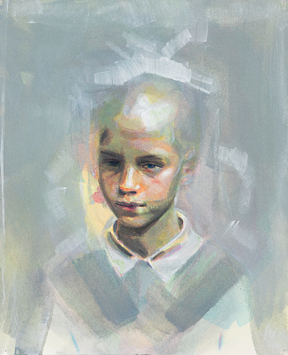 Barnets blick, akryl och akvarell på bomullspapper