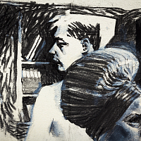 'The Flat Voice After', from the series 'Diaries', charcoal on paper, 21x15cm.