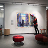 Installation of the painting “No Beginning Nor End” at Täby bibliotek
