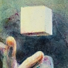 The Cube, day 243, acrylic and watercolor on paper, 17 × 21 cm.